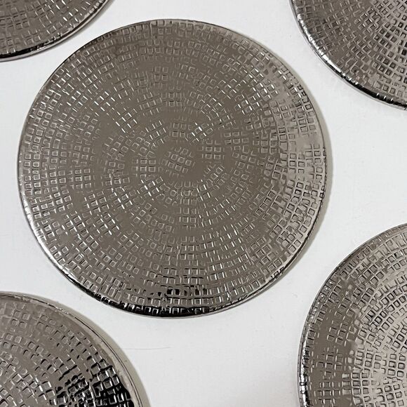 Blue Pheasant Winsford Shiny Nickel, Coasters Set of 5, Etched Metal - Picture 10 of 13